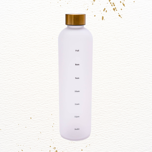 Sippin' Pretty 32 oz Translucent Water Bottle | White & Gold