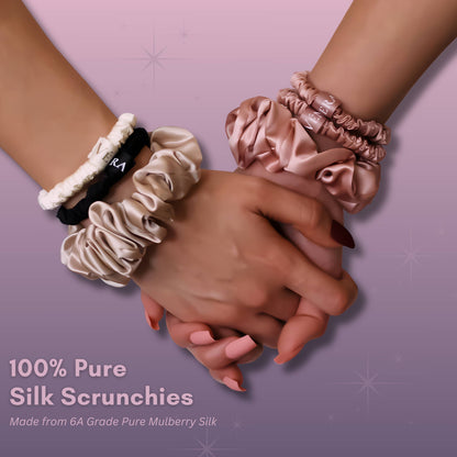 100% Organic Pure Silk Scrunchies